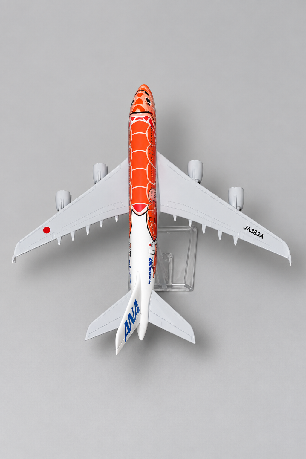 Miniatura de avião ANA Turtle Orange A380 (1:450), vista superior