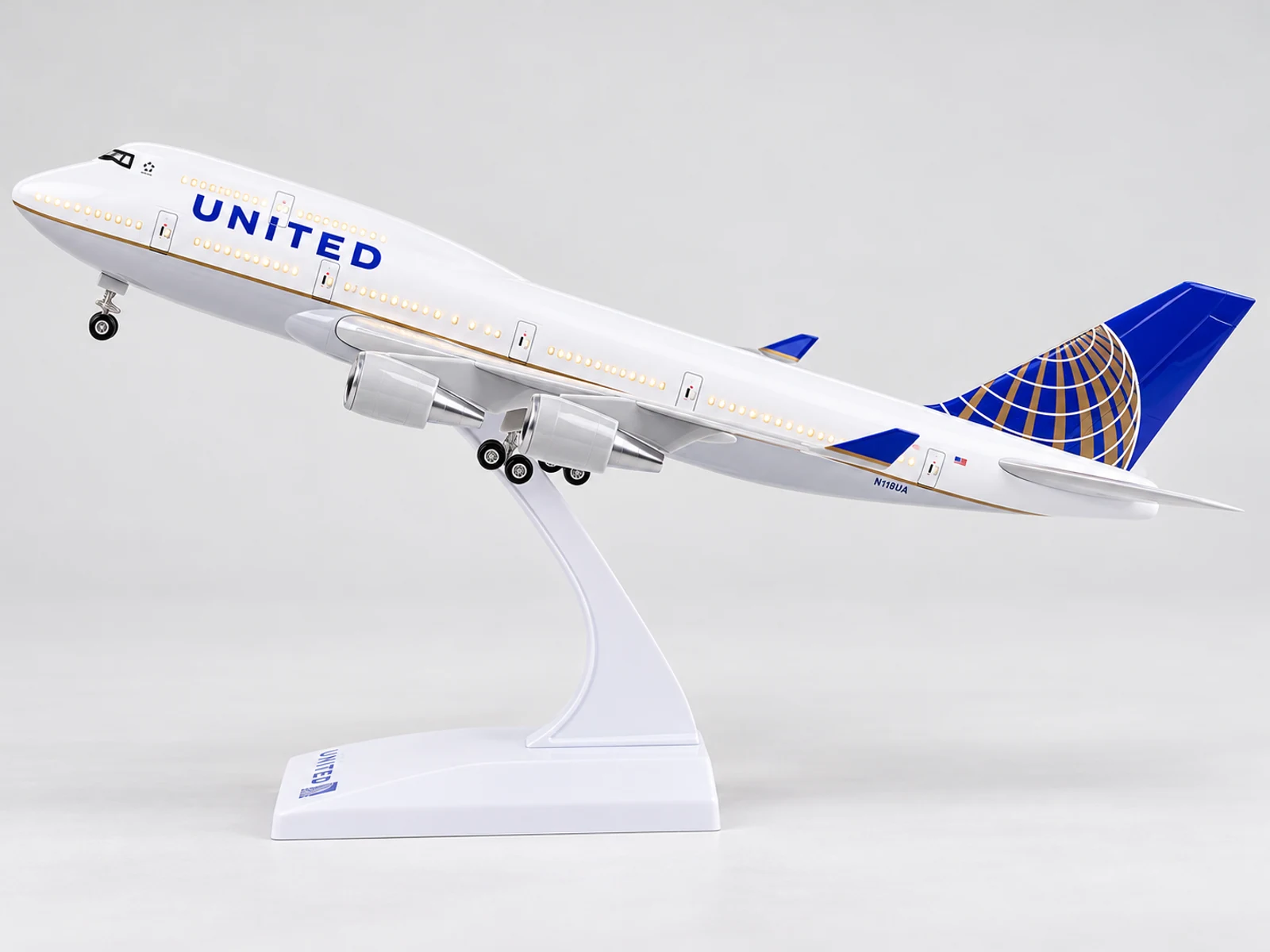 Modellino di aereo United Airlines B747 (30 cm LED) · modellino di aereo