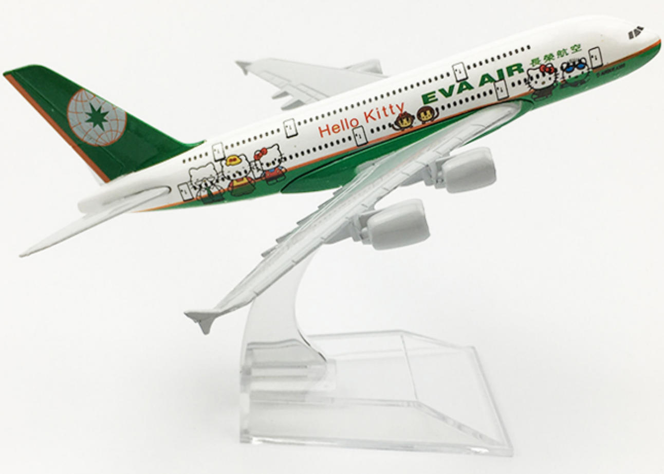 EVA Air Hello Kitty Green A380, modelo de 16 cm