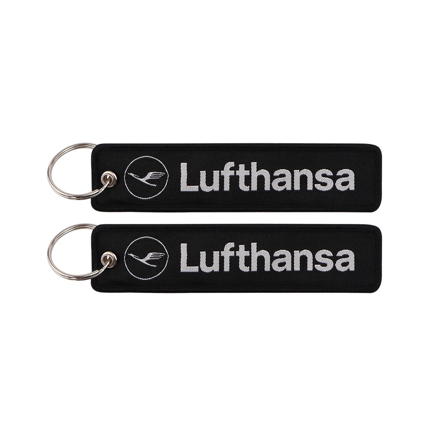 Porte-clés aviation brodé – Lufthansa noir, photo produit 1